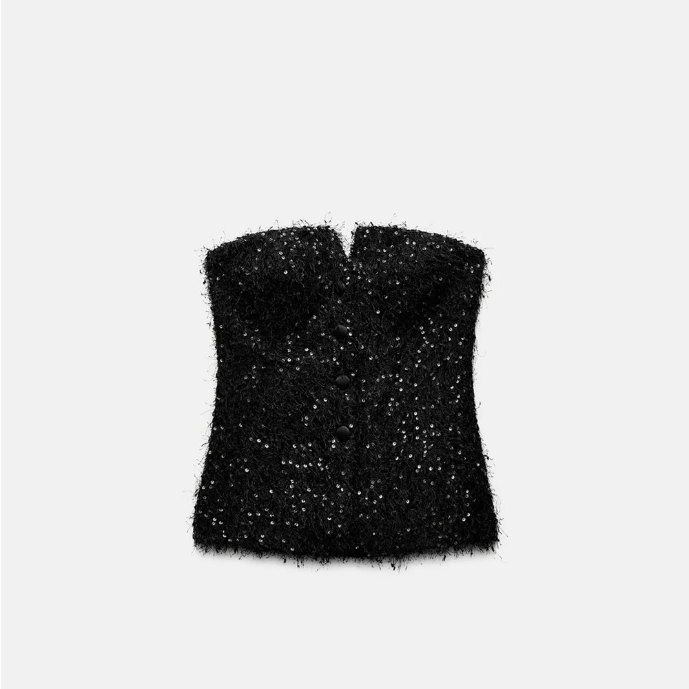 Zara Black Strapless sequins Top festive days